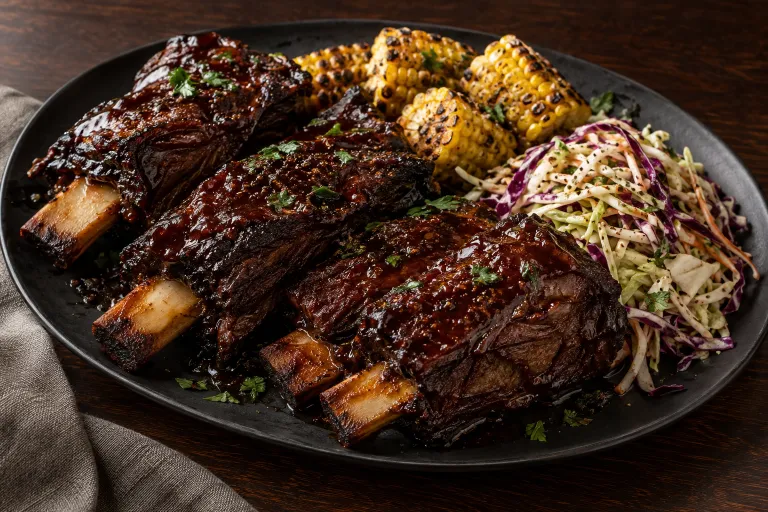 Glazed barbecue short ribs · finished dish