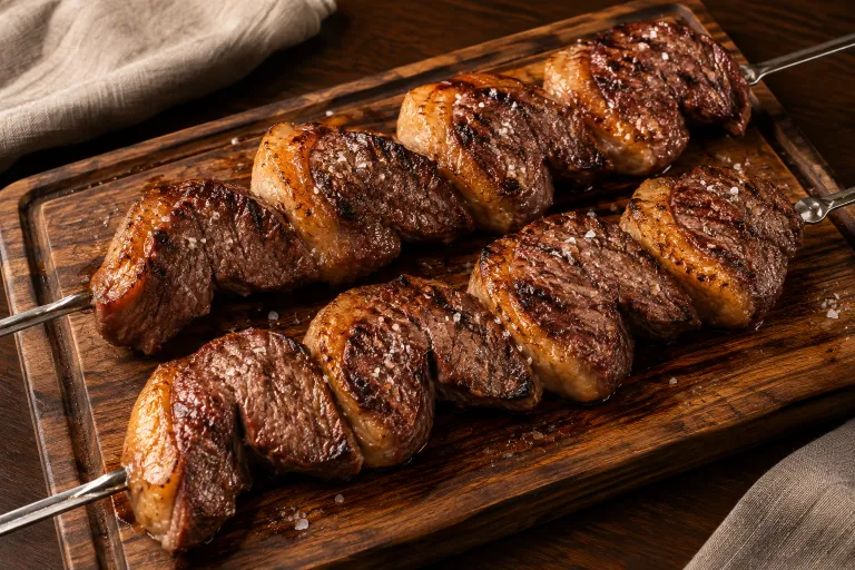 Coarse-salt picanha skewers · finished dish