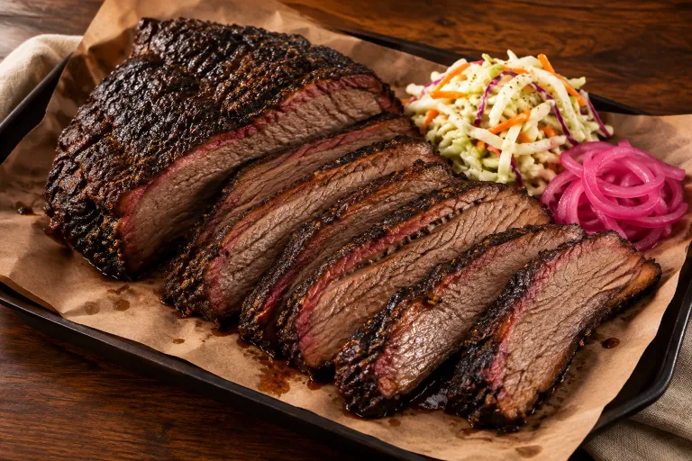 Slow-smoked brisket plate · finished dish