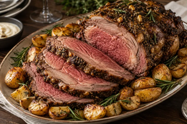 Classic garlic prime rib · finished dish