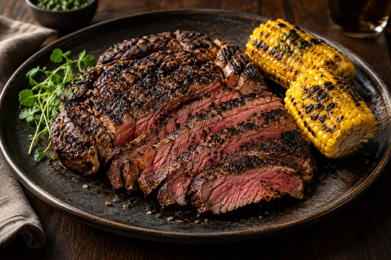 Coffee-rub grilled ribeye · finished dish