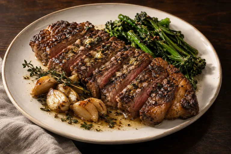 Garlic-butter striploin · finished dish