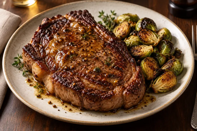 Maple-mustard ribeye · finished dish