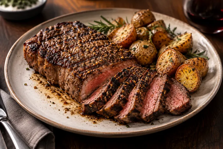Montréal-spice striploin · finished dish