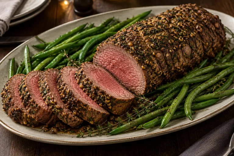 Mustard-herb tenderloin roast · finished dish