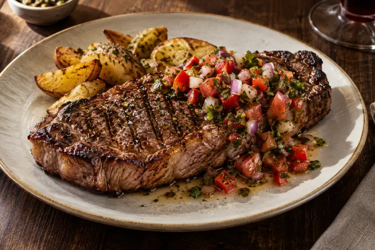 Striploin with salsa criolla · finished dish