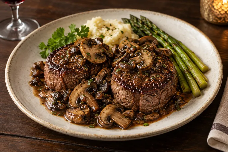Filet with sherry mushrooms · finished dish