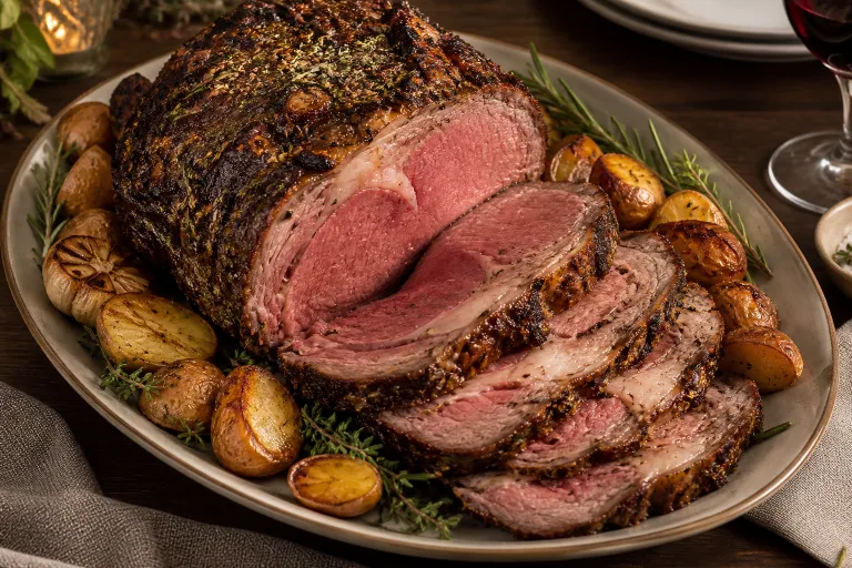 Smoked herb ribeye roast · finished dish