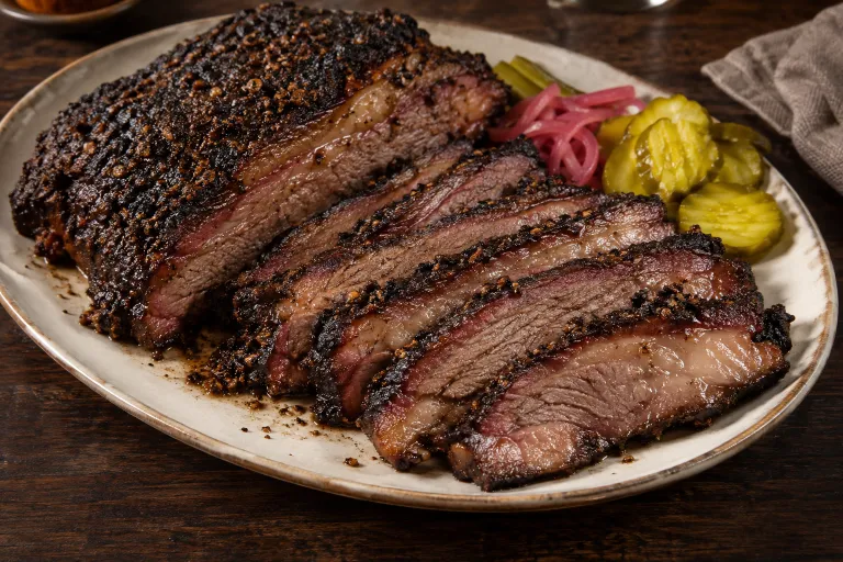Pepper-bark brisket point · finished dish