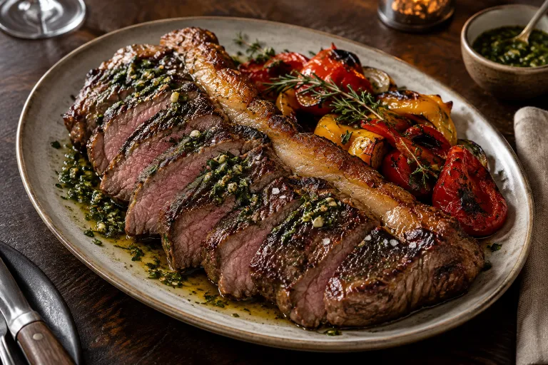 Rump-cap steaks with herb oil · finished dish