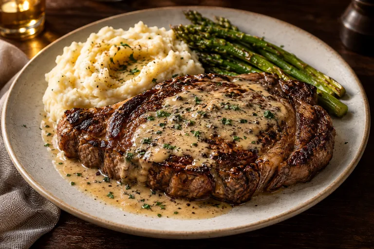 Irish whiskey-cream ribeye · finished dish